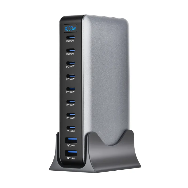 1000W 10-Port GaN IV Charging Station, 8× USB-C + 2× USB-A
