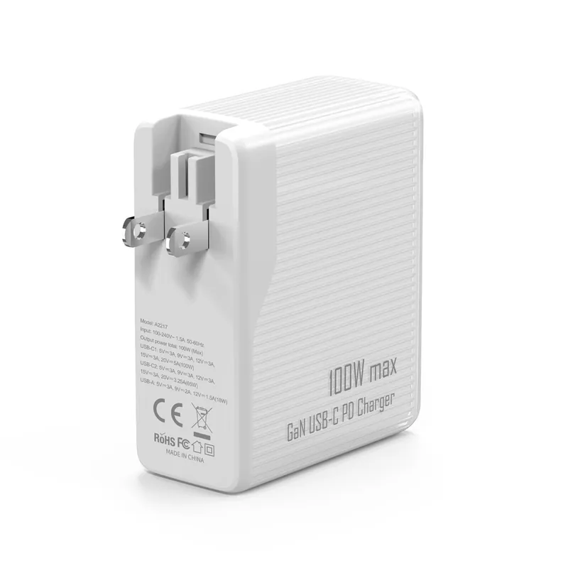 100W 4-Port GaN Travel Charger, 2 USB-C + 2 USB-A