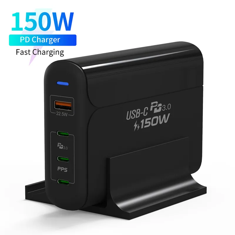 150W 4-Port Desktop Charger, 3× USB-C + 1× USB-A