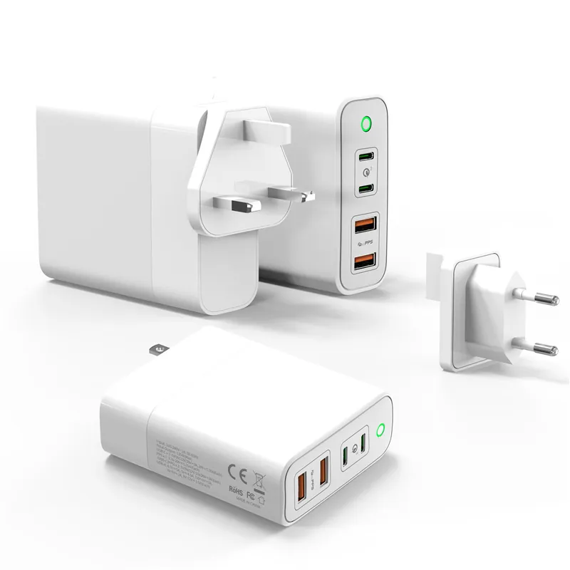 150W 4-Port GaN Wall Charger, 2 USB-C + 2 USB-A