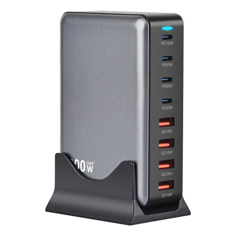 200W 8-Port GaN IV Charging Station, 4× USB-C + 4× USB-A