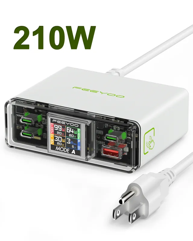 210W 4-Port GaN Laptop Charger with Display