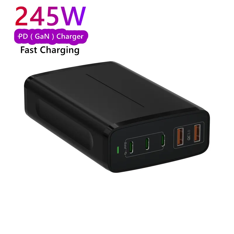 245W 5-Port GaN Desktop Charger, Black