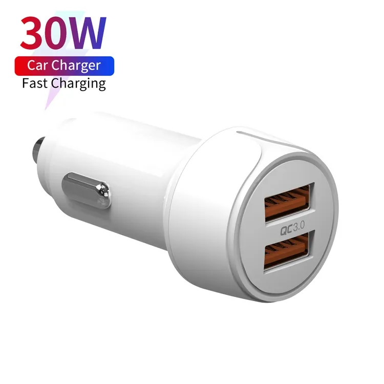 30W Dual USB-A QC 3.0 Car Charger