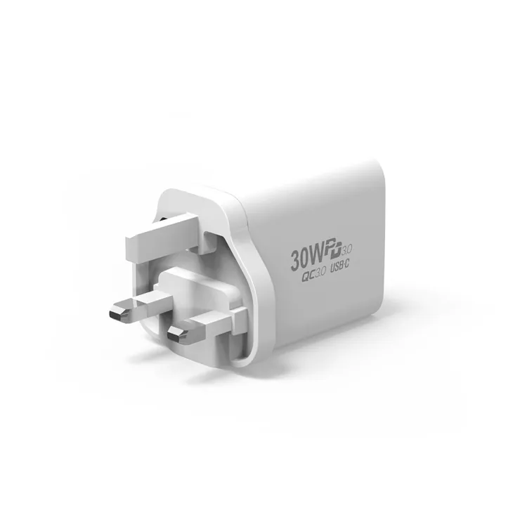 30W PD Fast Charger, USB-C + USB-A, UK 3-Pin
