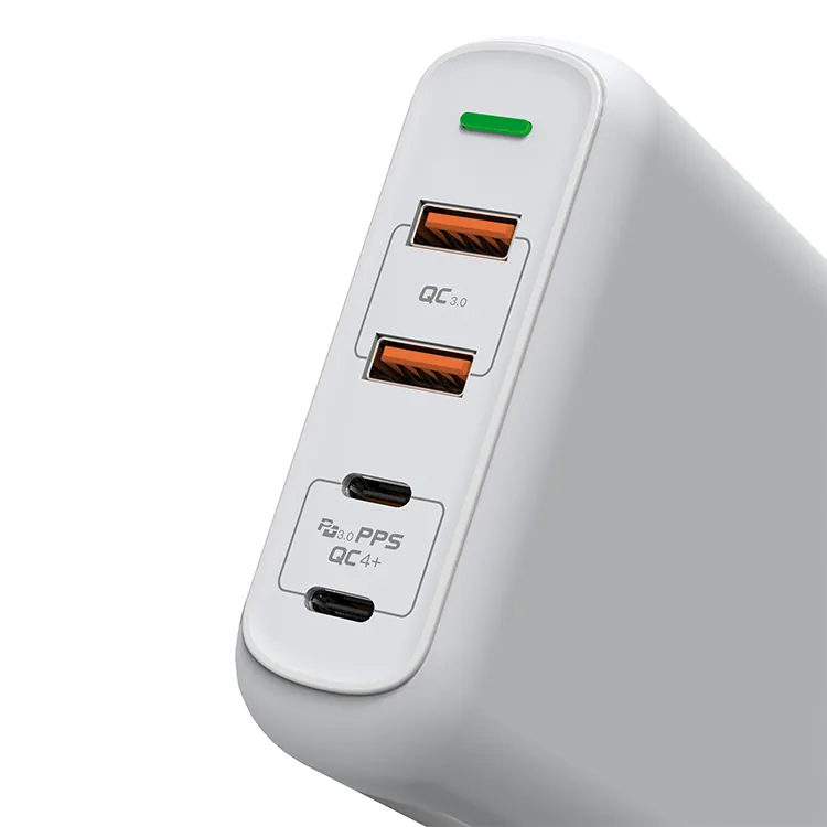 4-Port Multifunction Desktop Charger, 2× USB-C + 2× USB-A