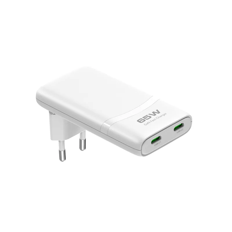 65W Ultra-Slim Foldable GaN Charger, Dual USB-C, EU Plug