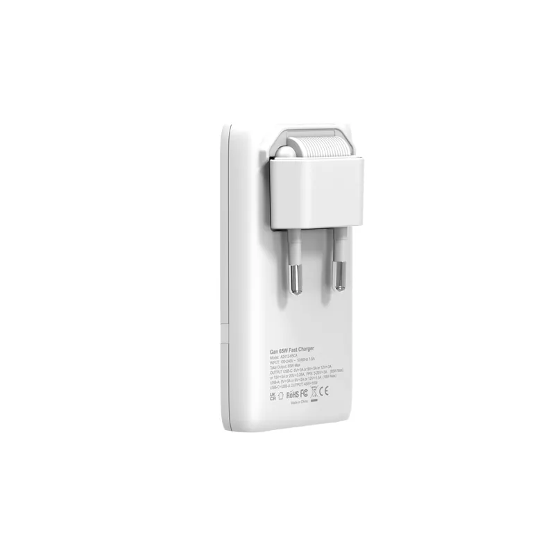 65W Ultra-Slim Foldable GaN Charger, USB-C + USB-A, EU Plug