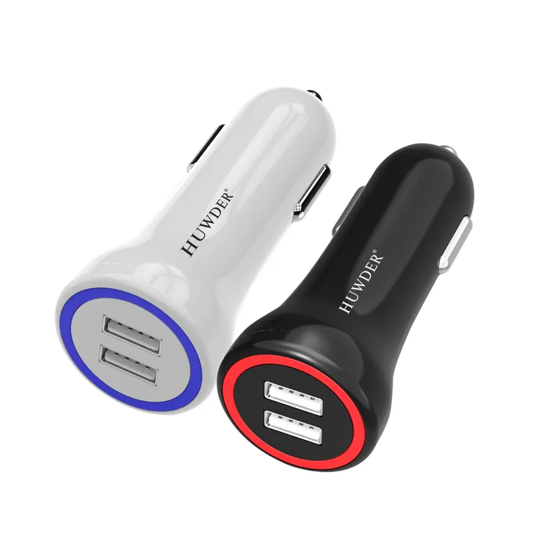 Dual USB-A Car Charger with Colored Port Ring
