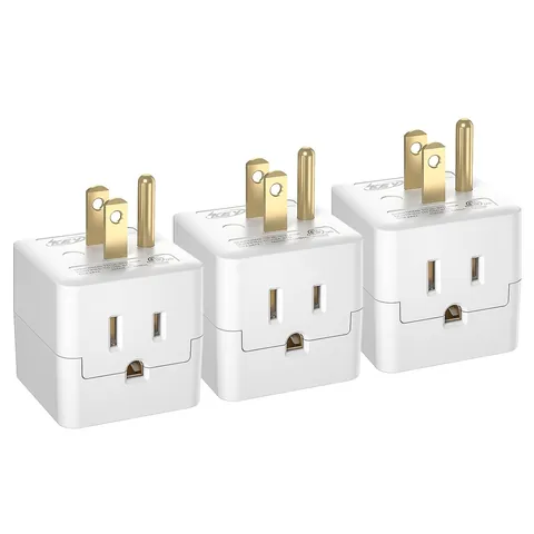 3-Outlet Grounded Cube Tap, ETL Listed, 3-Pack