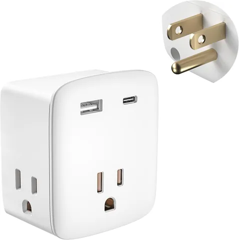 Cruise-Friendly Outlet Extender with 3 AC Outlets, USB-C + USB-A