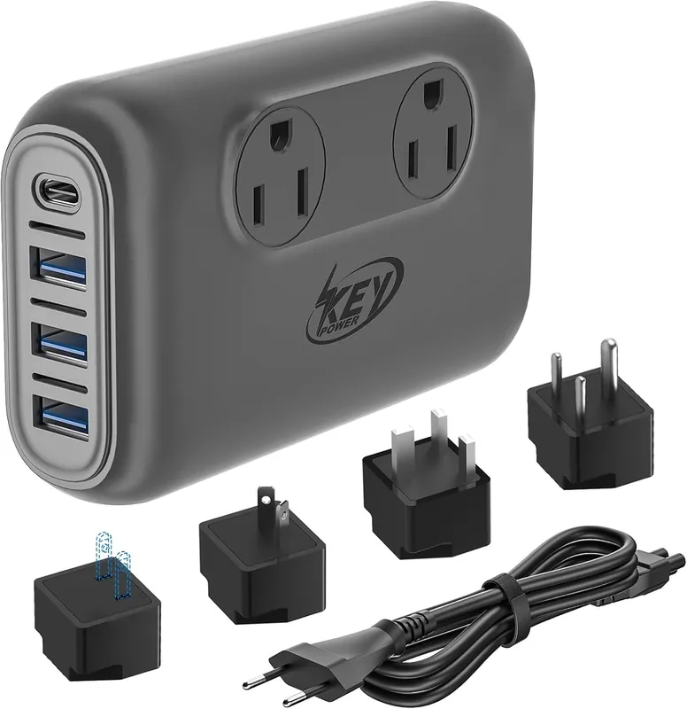 230W Voltage Converter with 2 US Outlets and 4 USB Ports