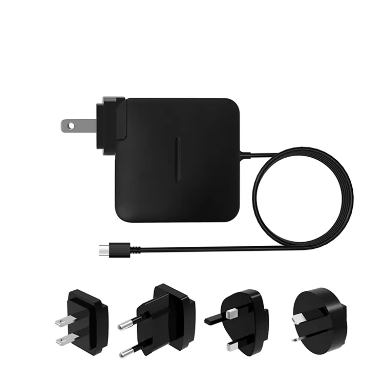 USB-C Charger with Built-In Cable and Interchangeable Plugs